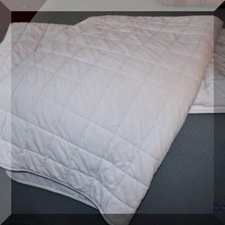 D56. Two off-white quilted blankets. - $24 each